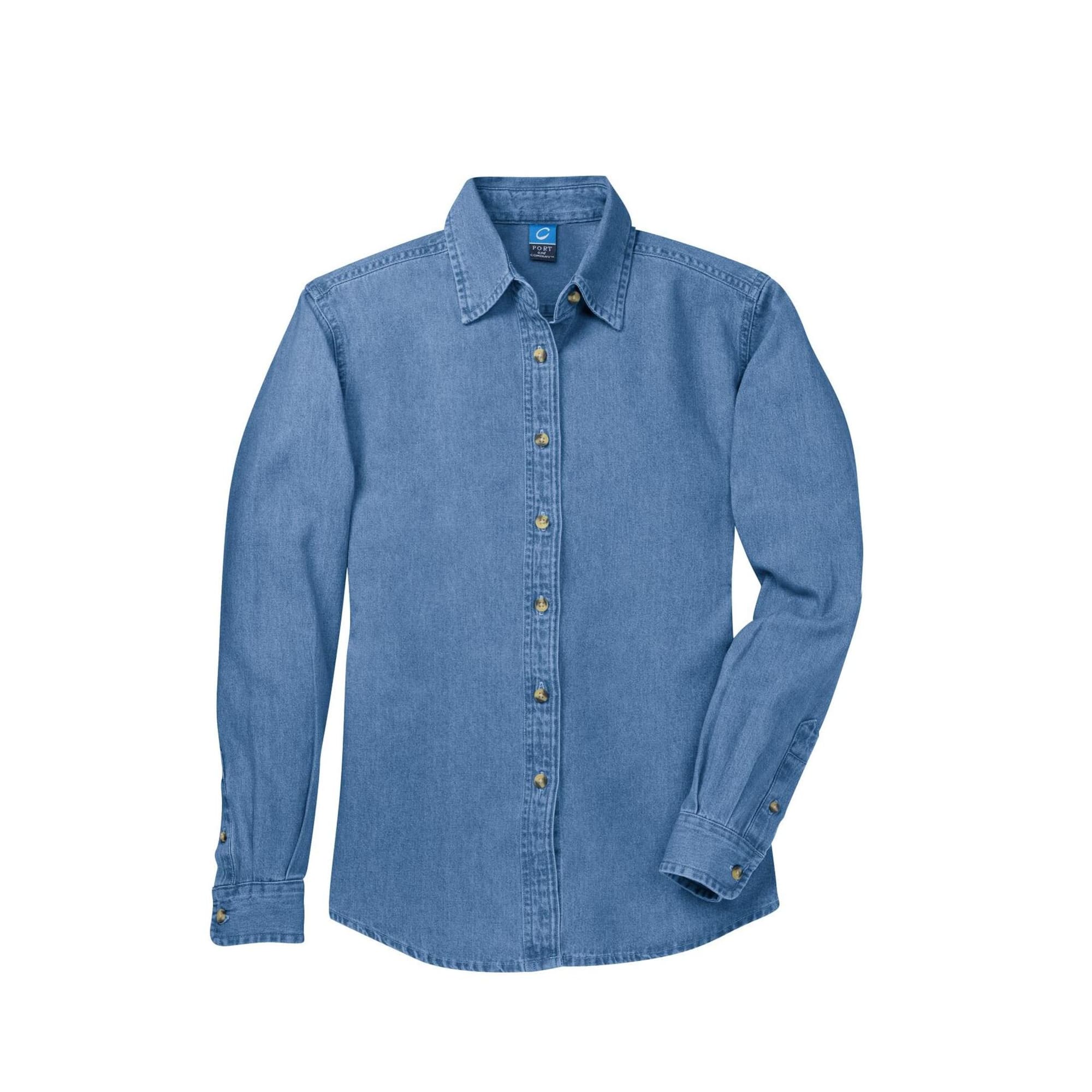 Port & Company® Long Sleeve Ladies Value Denim Shirt